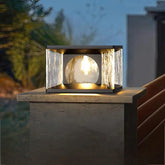 Lampe de Poteau Solaire Extérieure en Verre Texturé Moderne